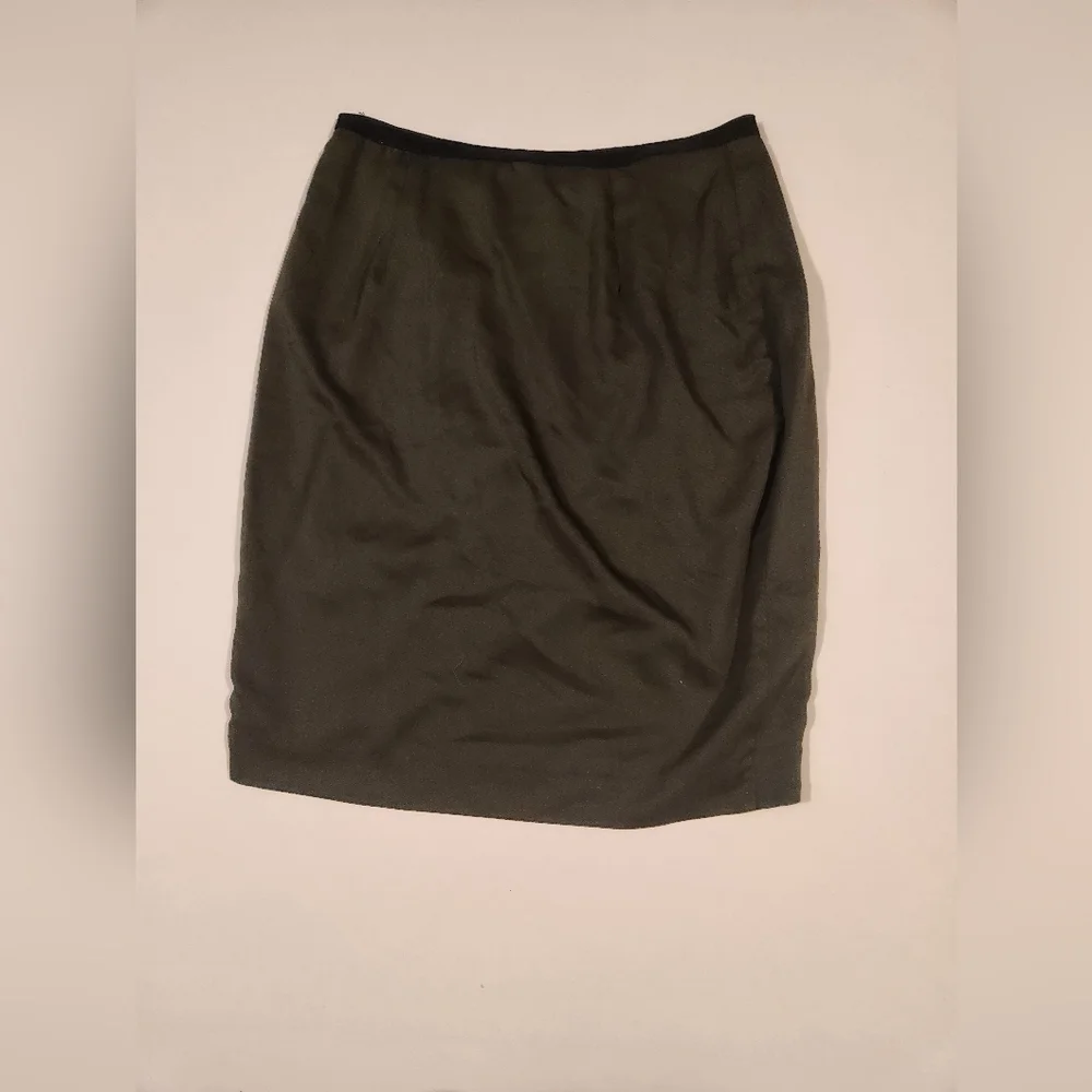 Dark Hunter Army Olive Green Faux Wrap Tulip Hem Worthington Skirt 8 8p EUC